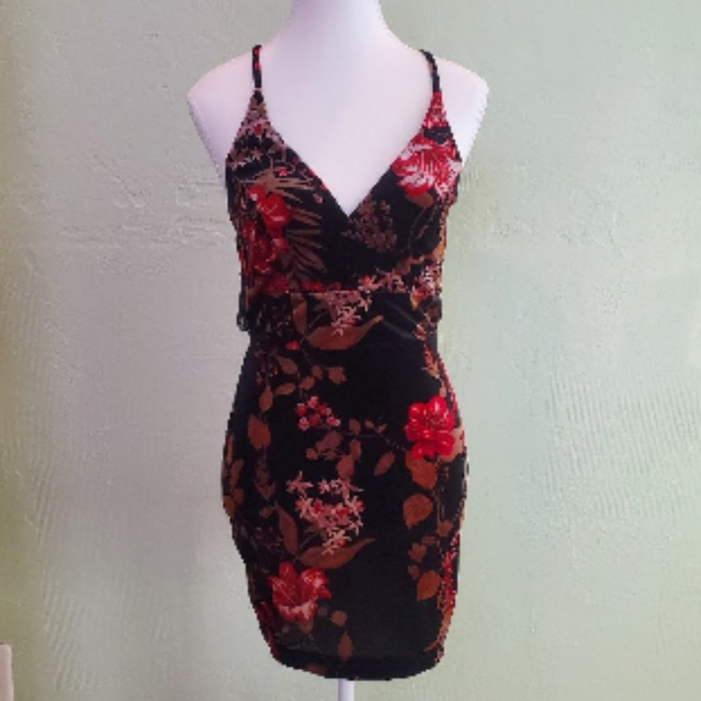 Venus Black Floral Mini Dress